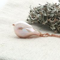 Silber rosevergoldet 80 cm Kette mit Barockperle