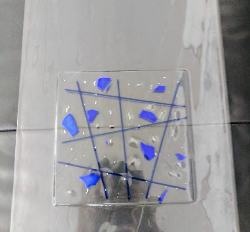 Bicchieri: Tür-Glas-Einsatz oder Glas-Bild blau – Usato da Boswil venduto da sinils 3