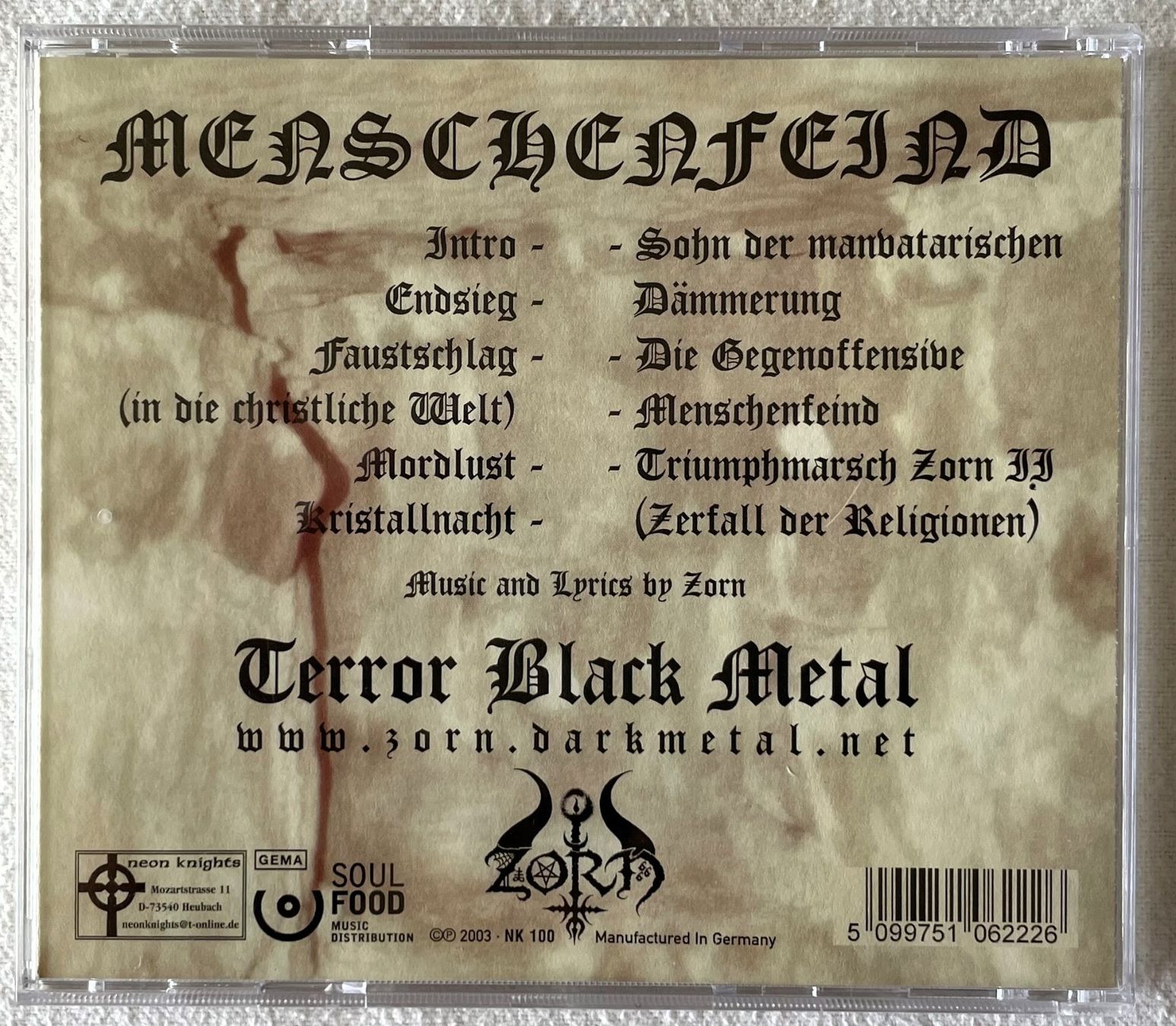 CD: Zorn – Menschenfeind - CD - 2003 - First Press – Usato da Uster venduto da Zardodel 2