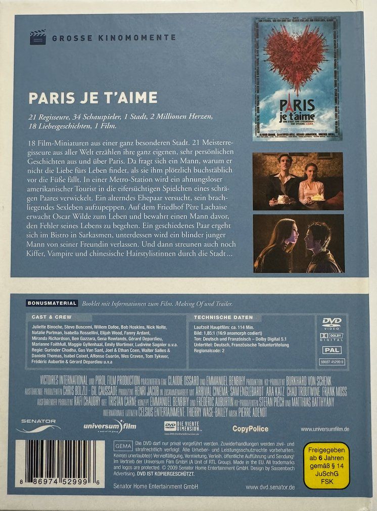 Tous les DVDs: DVD PARIS JE T'AIME – D'occasion à Wisen par gigisna 3