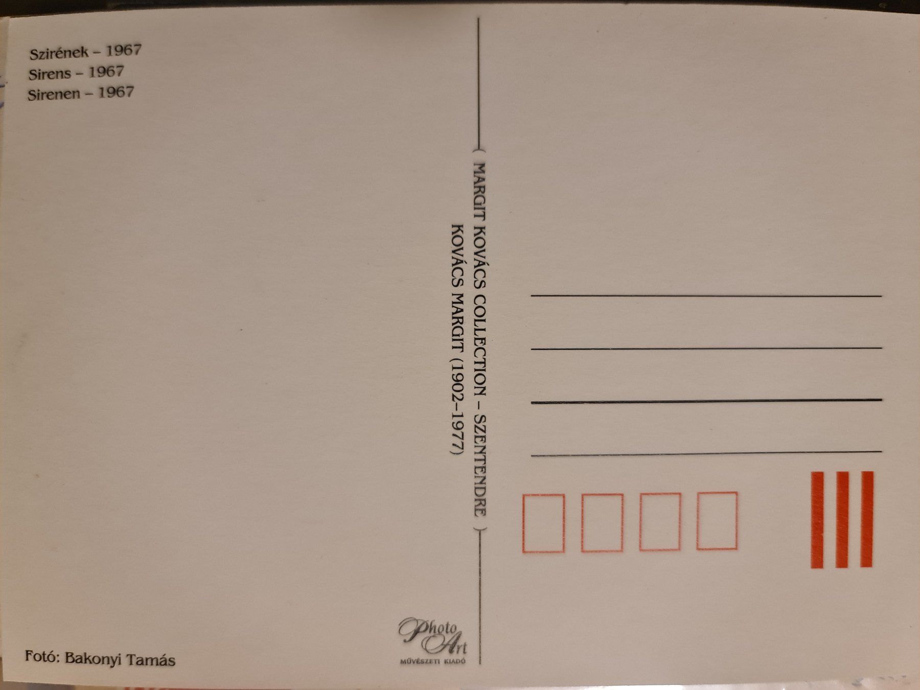 Ansichtskarten: Ansichtskarte Kovacs Margit - Sirenen 1967 – Neu (gemäss Beschreibung) aus Dintikon von Vexi 1