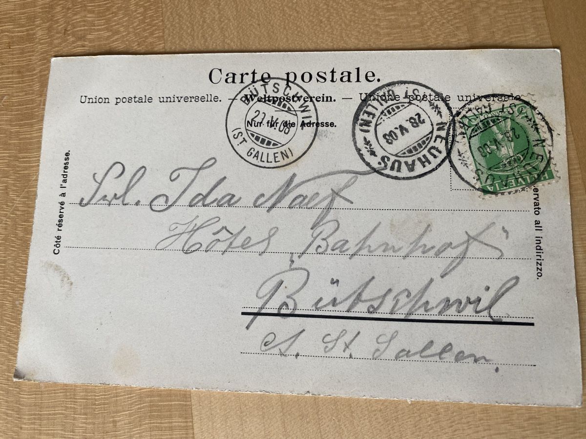 Cartoline postali: Eschenbach 1903 – Usato da Mosnang venduto da Goldwasser 1