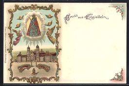 Präge-AK Einsiedeln, Kloster mit Madonn
