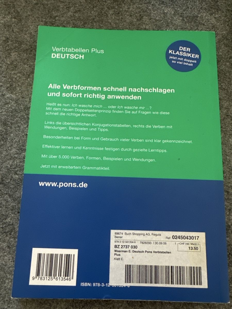 Bücher: PONS Verbtabellen Plus Deutsch – Neu (gemäss Beschreibung) aus Bern von Stefanieaebi 1