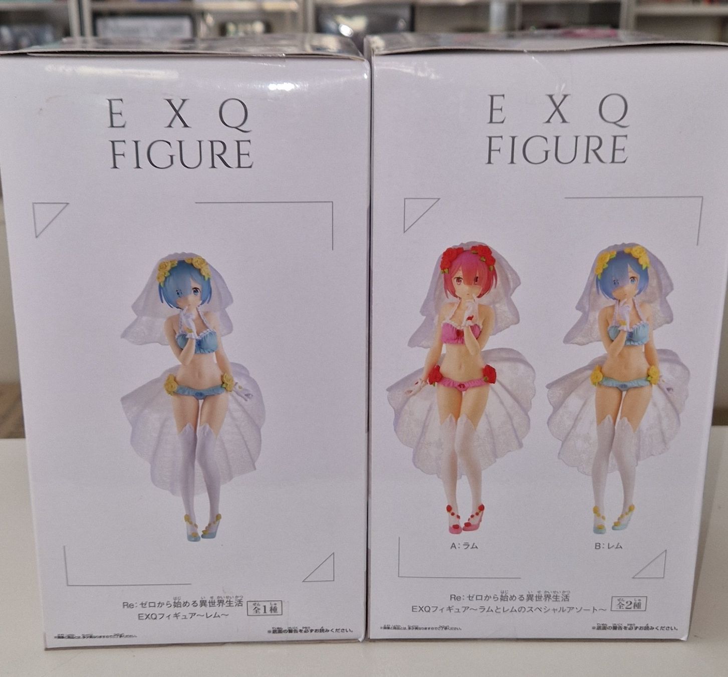 Bandai Statuette: Re:Zero EXQ Duo Rem + Ram 22 cm – Nuovo e nell'imballaggio originale da St-Imier venduto da ATTAKSHOP 4