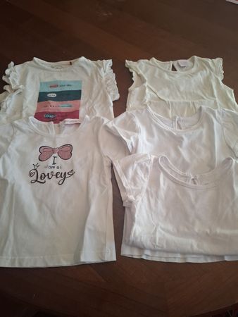 5 magliette bianche bambina taglia 80