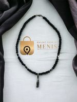 Halskette Herren Perlenkette Kette Lava Perlen Schmuck Neu