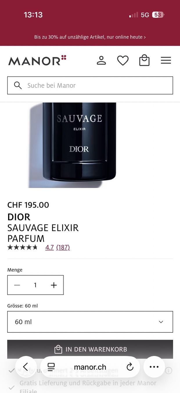 Dior Parfums & Eau de Toilette: Dior Sauvage Elixir – D'occasion à Wettingen par ros_8trb 3
