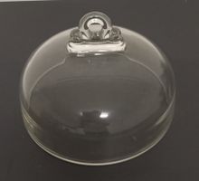 HÜBSCHE *GLAS - HAUBE* MIT GRIFF/DM 22/H CA. 14CM/INTAKT