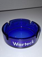 Vintage Warteck Glas Aschenbecher Blau Werbeartikel Reklame