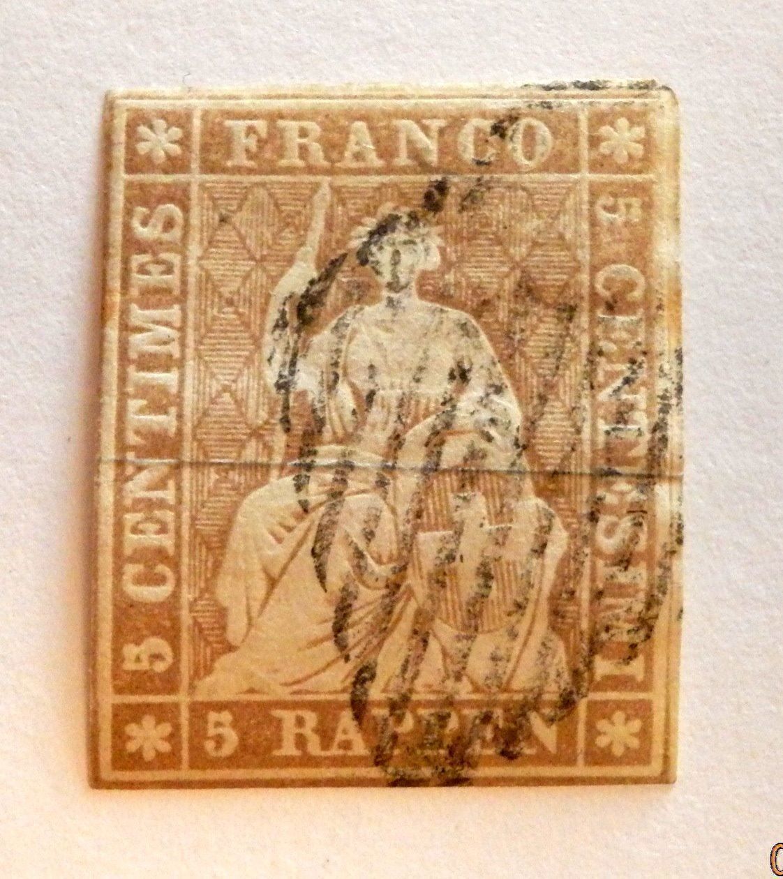 Alle Briefmarken: ZNr.22B, Strubeli, Kat. CHF 220.00 – Gebraucht aus Ueberstorf von dinbau