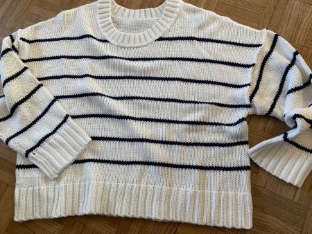 Pullover Gr.XL , maritimer Look, weiss/schwarz,60% Baumwolle