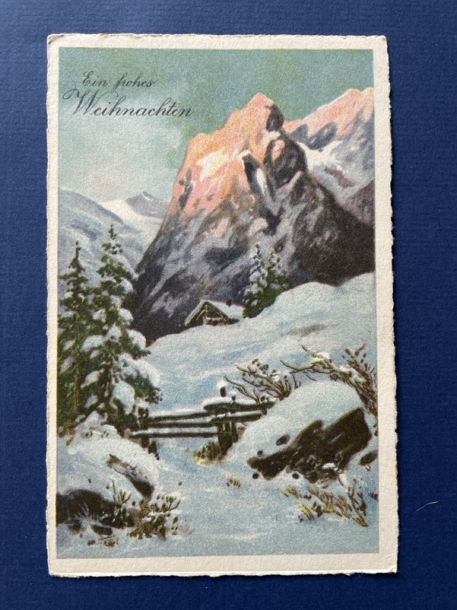 Cartoline postali: Winterliche Weihnachtskarte, Berglandschaft – Usato da Neuhausen am Rheinfall venduto da Arielle55
