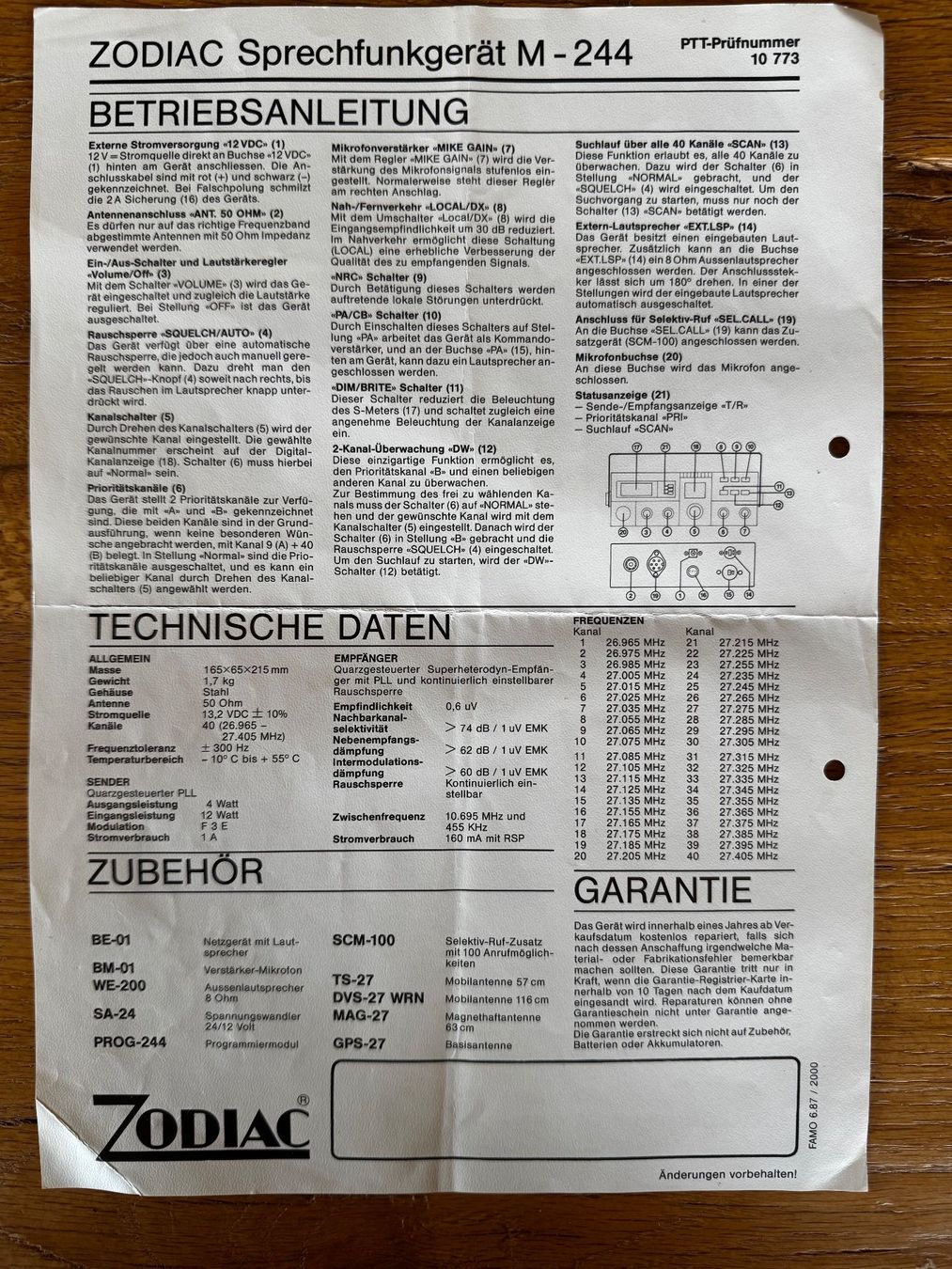Radiocomunicazione: Funkgerät Zodiac M-244 – Usato da Schwarzenburg venduto da Bdi1 7