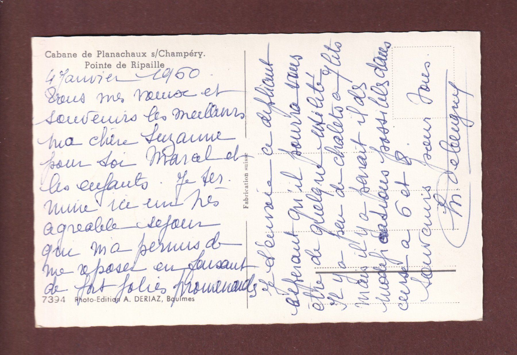 Cartoline postali: Cabane de PLANACHAUX s. Champéry - Pointe de Ripaille - 1960 – Usato da Pully venduto da nicecards-shop 1
