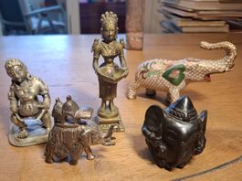 Asiatische Deko Figuren Elefanten und Götter, 5 Stück