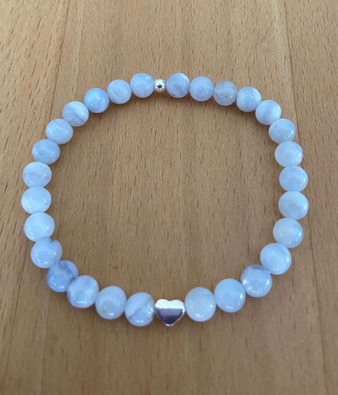 Bracciali & Braccialetti: Edelstein Armband blauer Chalcedon mit Silber 925 auf Mass – Nuovo e nell'imballaggio originale da Zuzwil SG venduto da Lemliskat 3