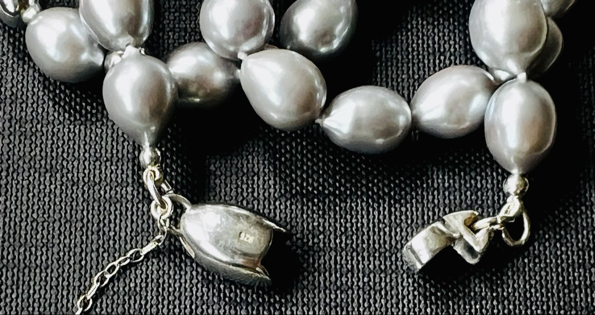 Edel Ketten: Perlenkette grau Silber 925 - 48 cm edel – Neu (gemäss Beschreibung) aus Basel von MarhiAliss68 5