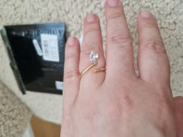 PDPaola Ring Zirkonia Tropfenform Grösse verstellbar