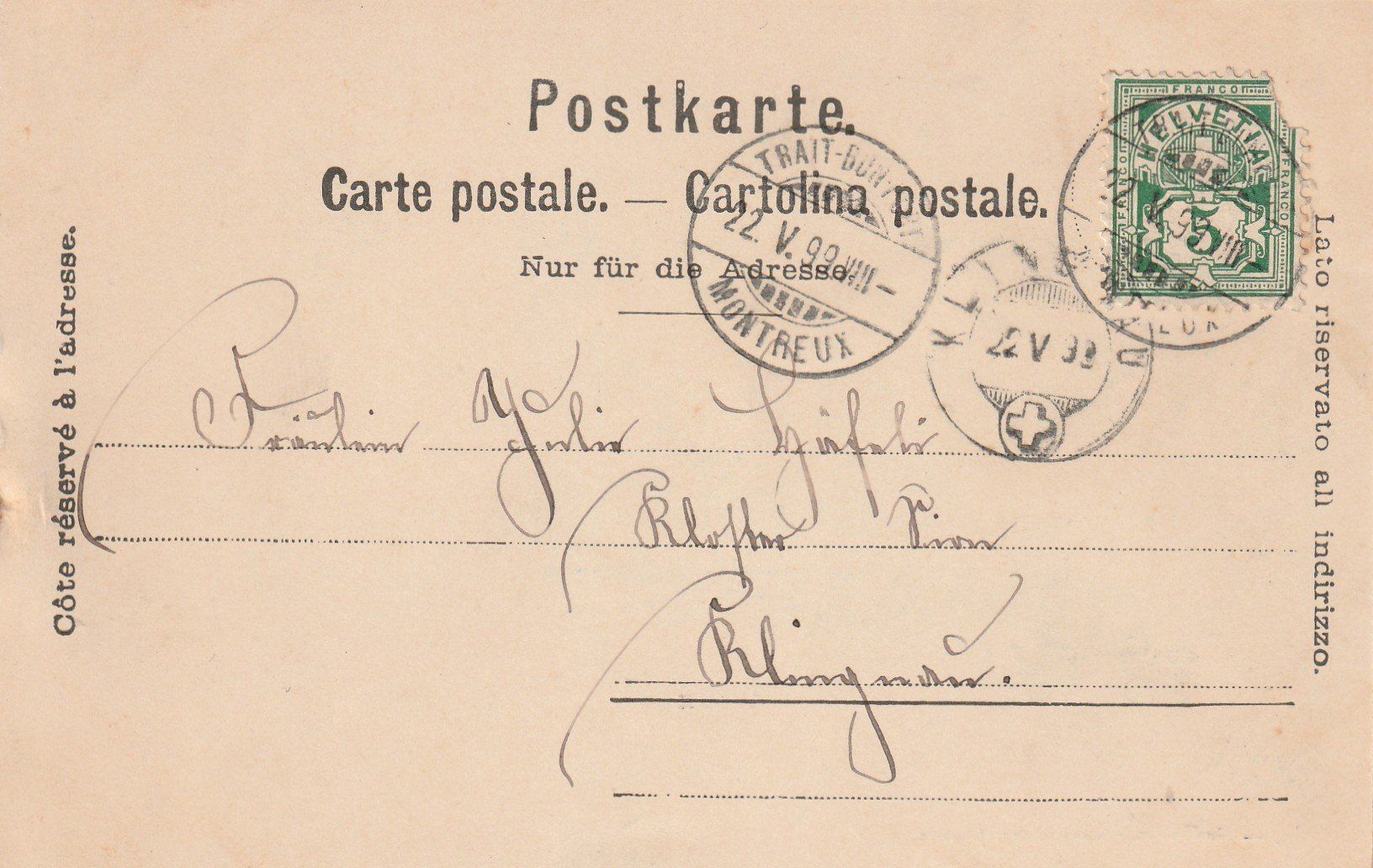 Cartoline postali: Montreux mit Dampfschiff – Usato da Rorschacherberg venduto da fratovi2 1