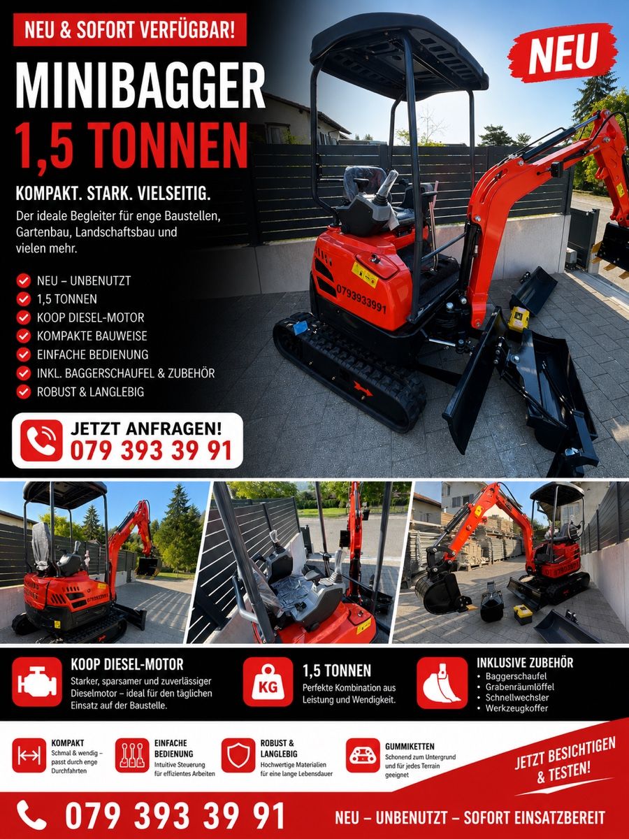 Escavatori: Bagger NEU 1,5t Diesel – Nuovo (secondo la descrizione) da Pieterlen venduto da muellermann