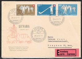 1951 Lunaba Blockausschnitt W32A - FDC auf Combo Brief - RAR