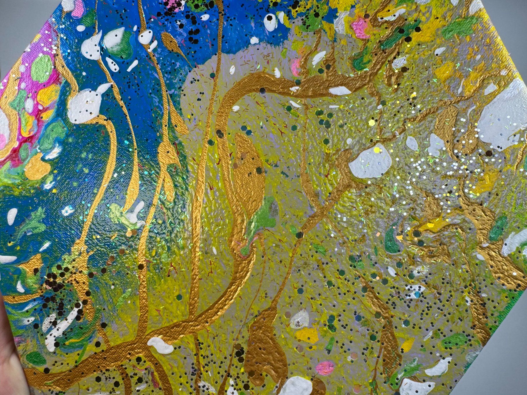 Dipinti: Acryl-Flüssigmalerei, Sechseck – Usato da Schlieren venduto da MayaSheng1983 1
