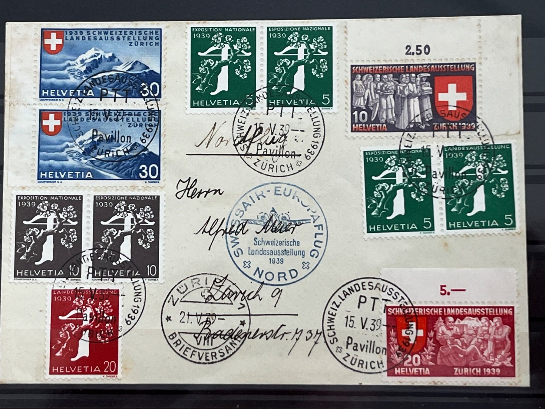 Tutti i francobolli: Brief Landi 1939, diverse Marken – Usato da Romanshorn venduto da luxcollect