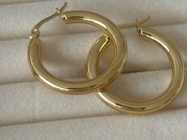 Luxus Elegante Creolen Edelstahl Ohrstecker Farbe Gold