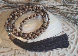 MALA - Holzkette - Silber - beige-dunkelbraun
