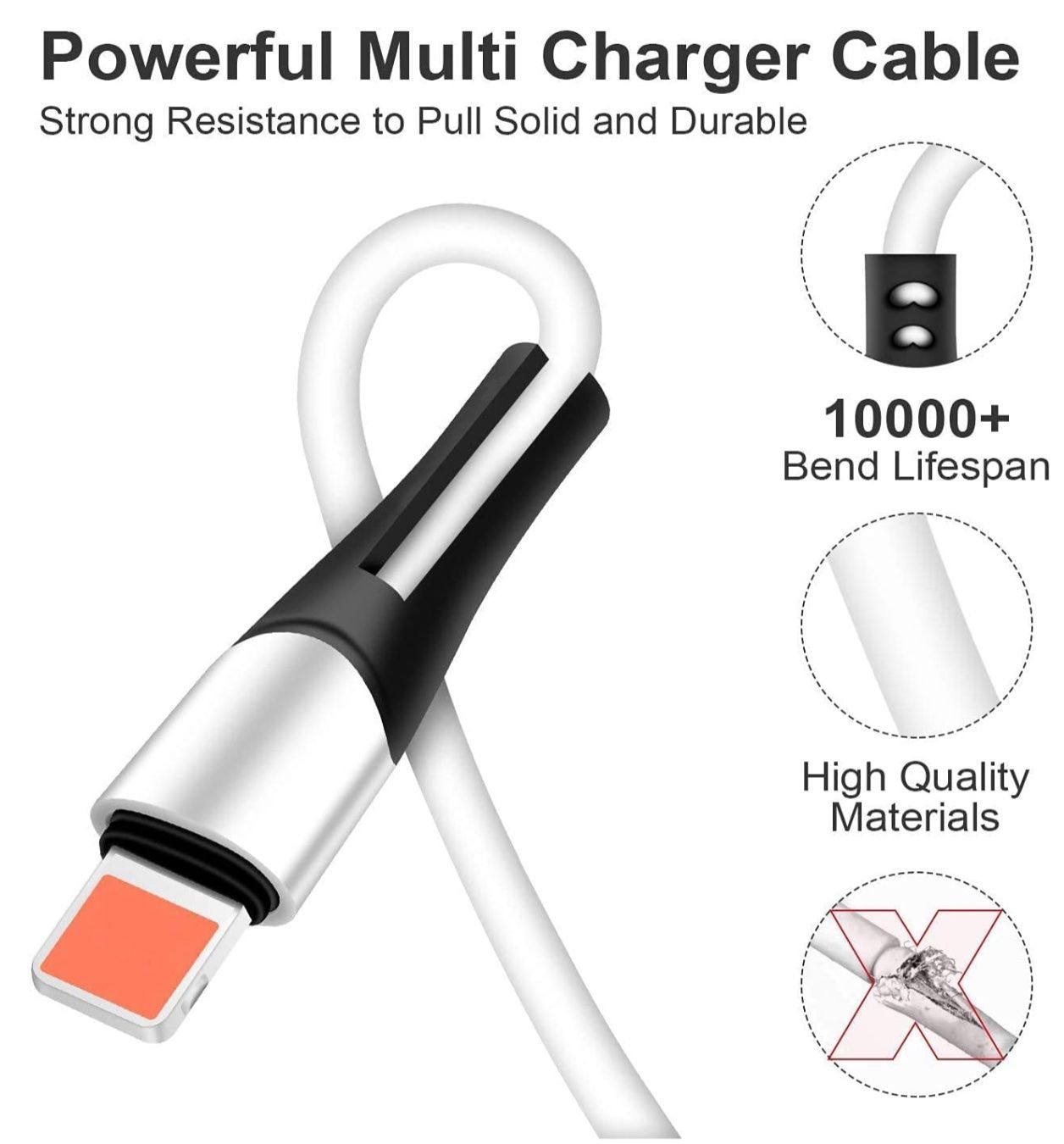 Kabel: Multi USB Kabel 6 in 1, 3A 1.2M Universelles USB A/C – Neu und originalverpackt aus Bülach von StoreInShop.com 3