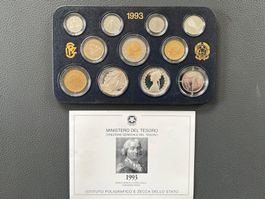 Italien 1993 – Proof-Set mit 500 Lire Silber Carlo Goldoni