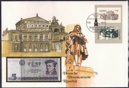 5 Mark Banknote DDR 1975 Wiedereröffnung Semperoper Dresden