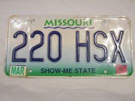 Missouri USA Nummernschild 220 HSX, Top für Sammlung!