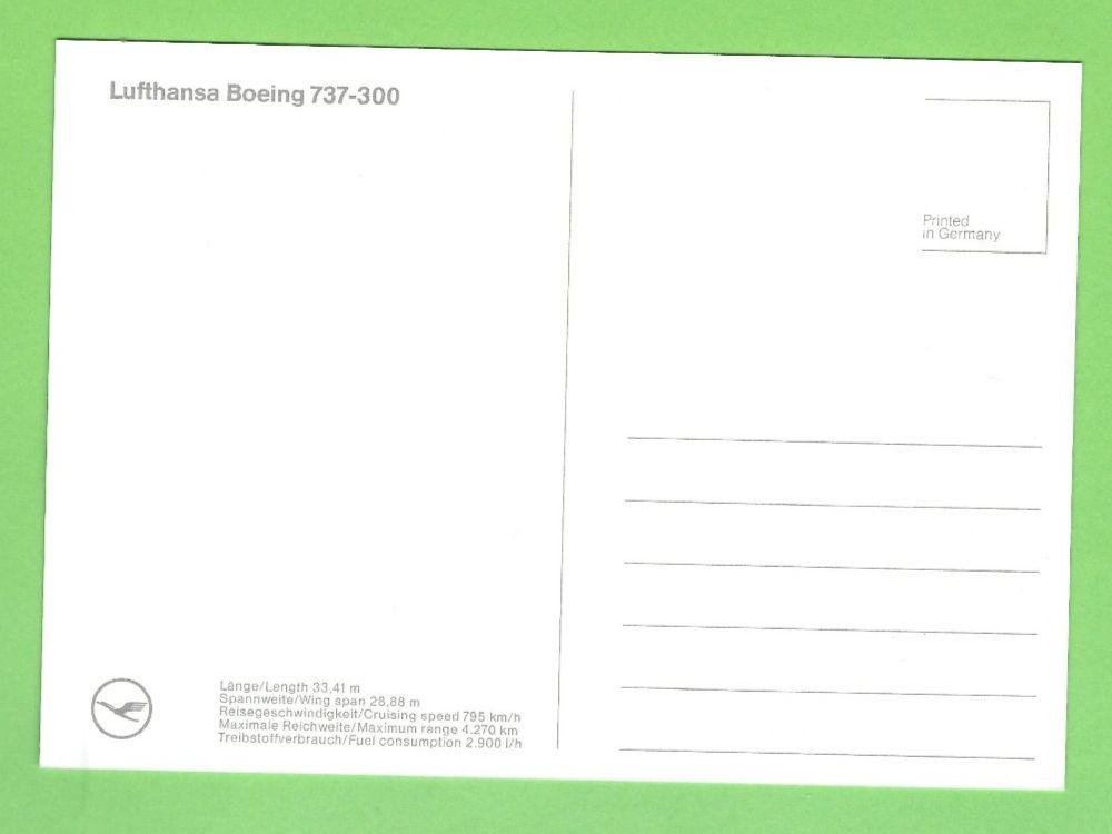 Cartoline postali: Lufthansa Boeing 737-300 – Usato da Zürich venduto da t24_de 1