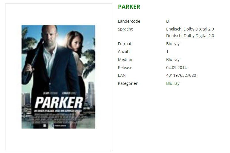 Tous les DVDs: PARKER (Bluray) – D'occasion à Buchrain par Sssschaller