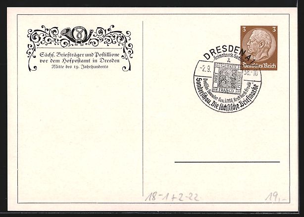 Cancelleria postale: Dresden, Sächs. Briefträger und Postil – Usato da Berlin venduto da bartko-reher 1