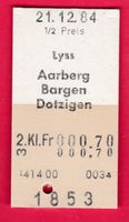 KARTON BILLETT, LYSS - DOTZIGEN, 2.KLASSE, EINFACH, HALBTAX