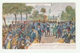 Alte Postkarte Revue du 14 Avril 1804 Montbenon 1803-1903
