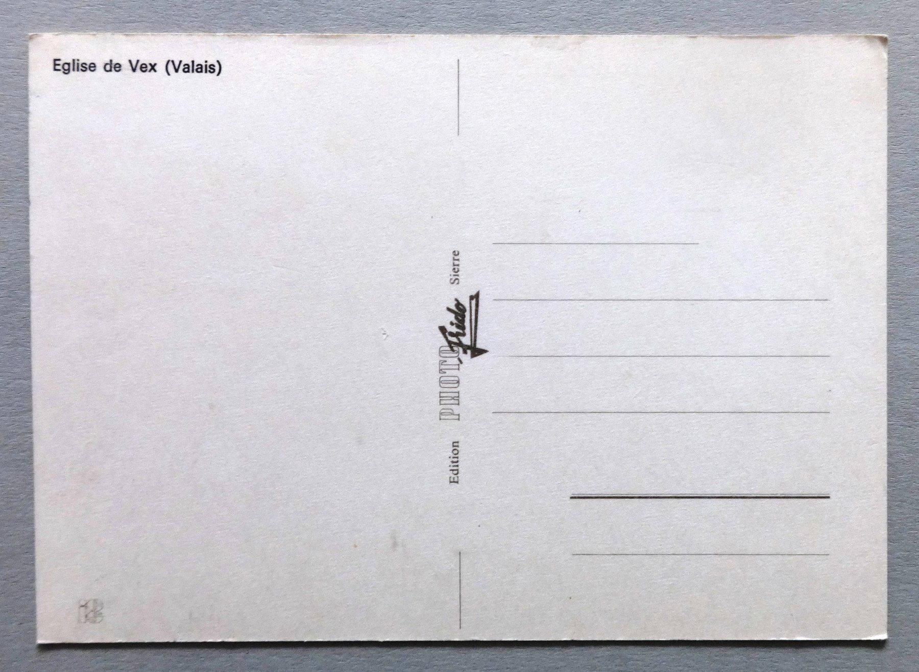Cartoline postali: Eglise de Vex (Valais) – Usato da Fétigny venduto da Billy2miny 1