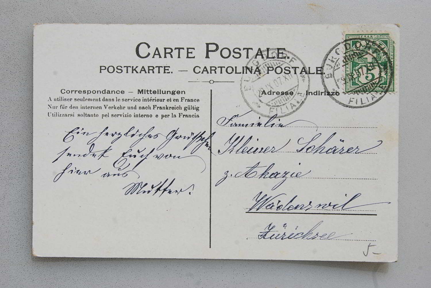 Ansichtskarten: AK Bernertracht 1907 – Gebraucht aus Rüfenacht BE von Toro06 1