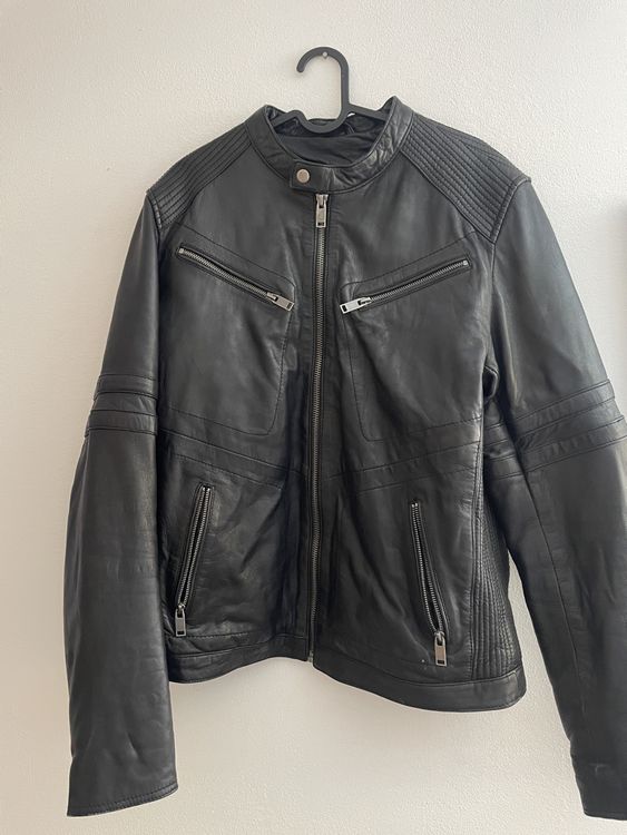 Veste Longue En Cuir D'agneau Vintage INFraction - Taille L Homme, Noir, Occasion Très Bon état