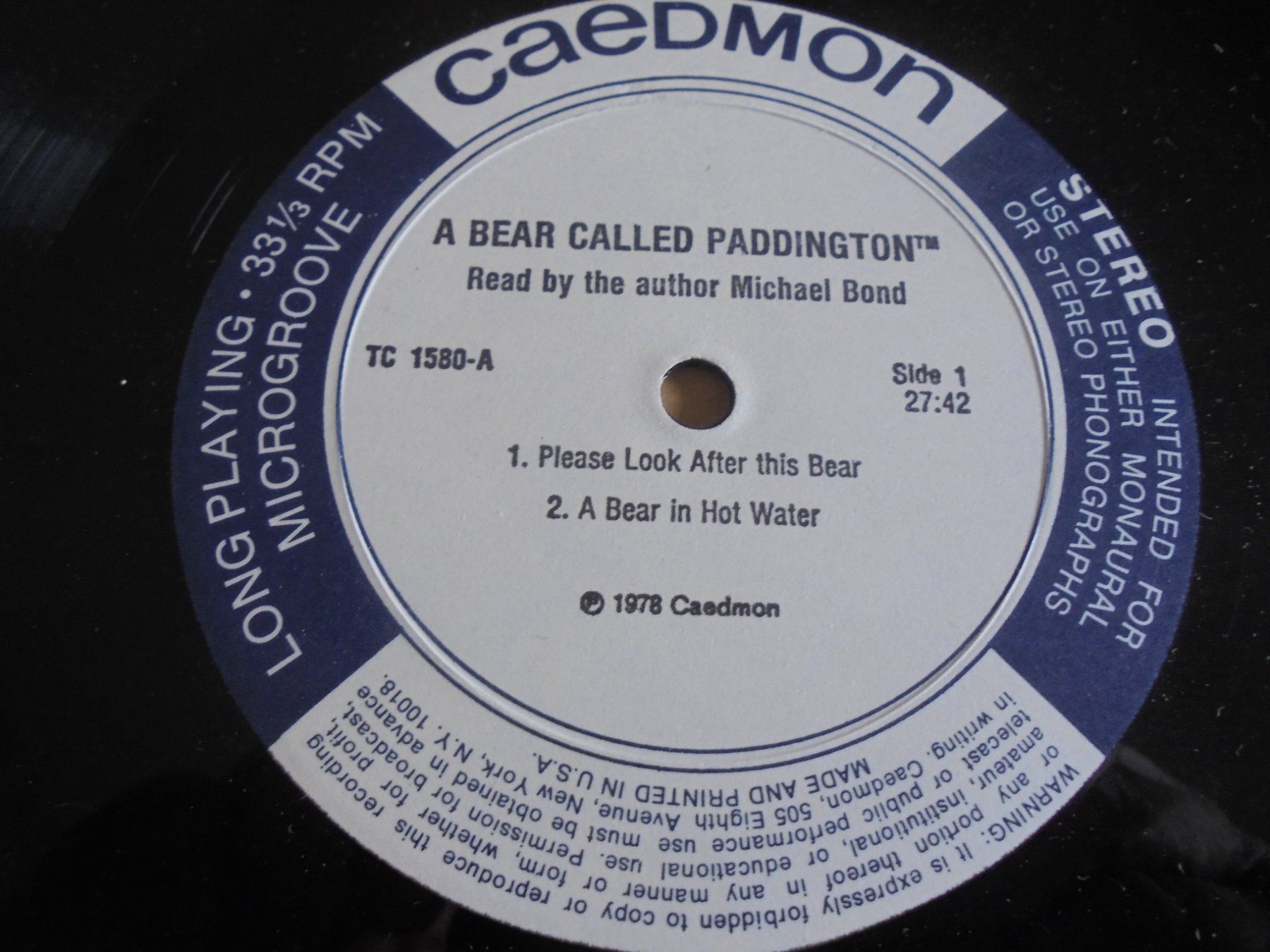 Dischi in vinile: " A Bear called Paddington " LP USA 1978 – Usato da Crissier venduto da Promopost 2