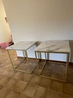 2 x Salontische oder 2 x Nachttische Marmor mit Gold !TOP!