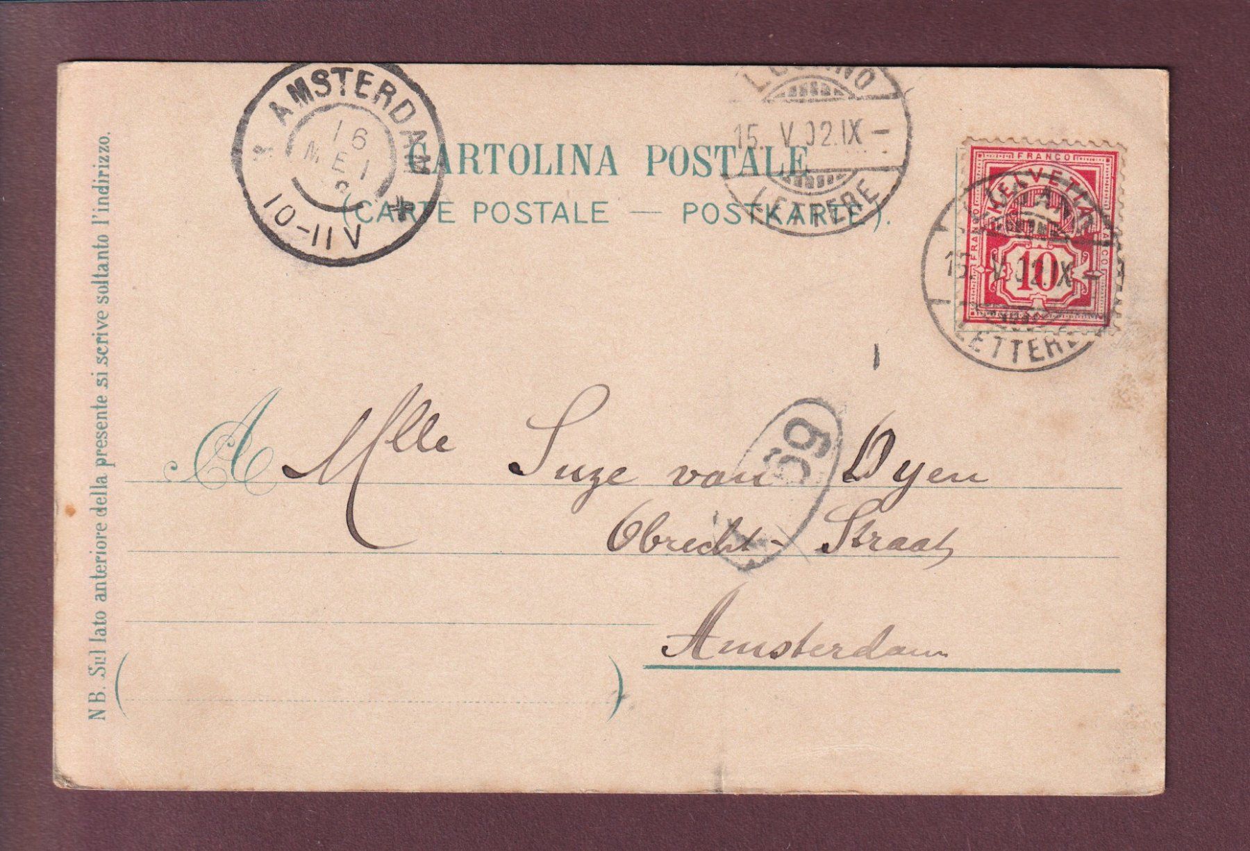 Cartoline postali: LUGANO - Quai - 1902 – Usato da Pully venduto da nicecards 1