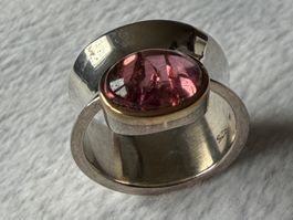 TURMALIN Rosé in Goldfassung & Silberring !!! Grösse:  59