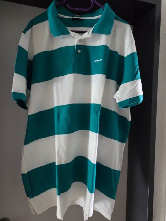 Neu: Mise au Green Poloshirt grün-weiss gestreift - Gr.4XL