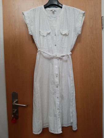 Esprit Sommerkleid weiss Gr. 36 Baumwolle Lochspitze