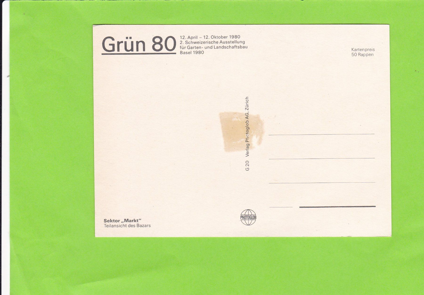 Ansichtskarten: Grün 80--Sektor "Markt" – Gebraucht aus St. Peterzell von neckertal 1