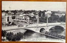 Genève - Tram sur Pont de la Coulouvrenière - St. Jean 1910